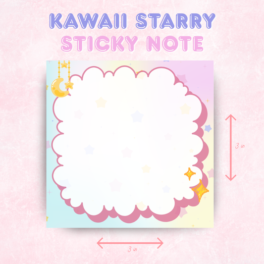 Kawaii Starry Notepad | 50 pages (3x3 in)