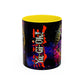 Yu-Gi-Oh! Dark Magician & Dark Magician Girl Accent Coffee Mug | Anime Duelist Galaxy Design (11/15oz)