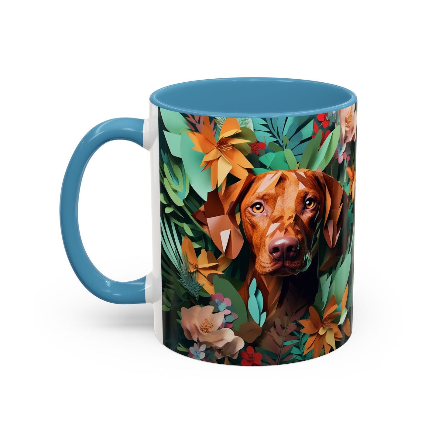 Vizsla Floral Accent Coffee Mug — Dog Portrait Botanical 11/15oz