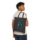 Canvas Tote Bag  Minimal Teal Watercolor Penguin Art