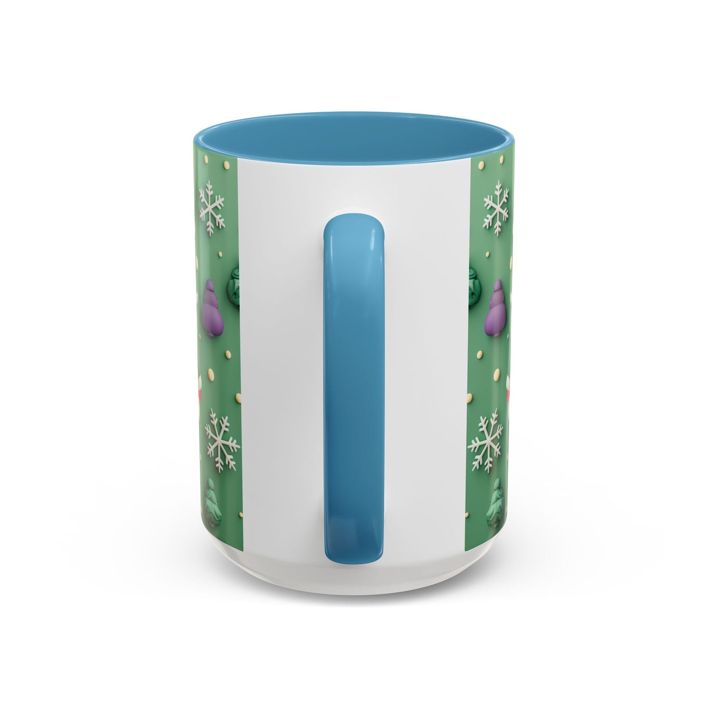 Whimsical Santa Pattern Accent Coffee Mug | Christmas Santa Snowflakes 11oz 15oz