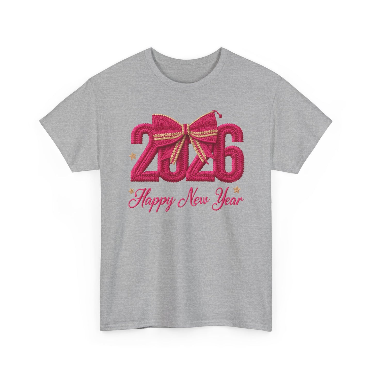 2026 Happy New Year Tee – Festive Pink Bow Celebration T-Shirt