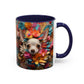 Chihuahua Floral Wreath Accent Coffee Mug Colorful Pet Lover Gift (11/15oz)