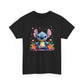 Cute Blue Alien Character Tee | Sitting Stitch-Inspired Design, Floral Accents