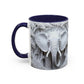 Elephant Relief Accent Coffee Mug  Grey Carved Jungle Design (11/15oz)