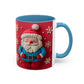 Clay Santa Pattern Mug | Christmas Snowflake Accent Coffee Mug