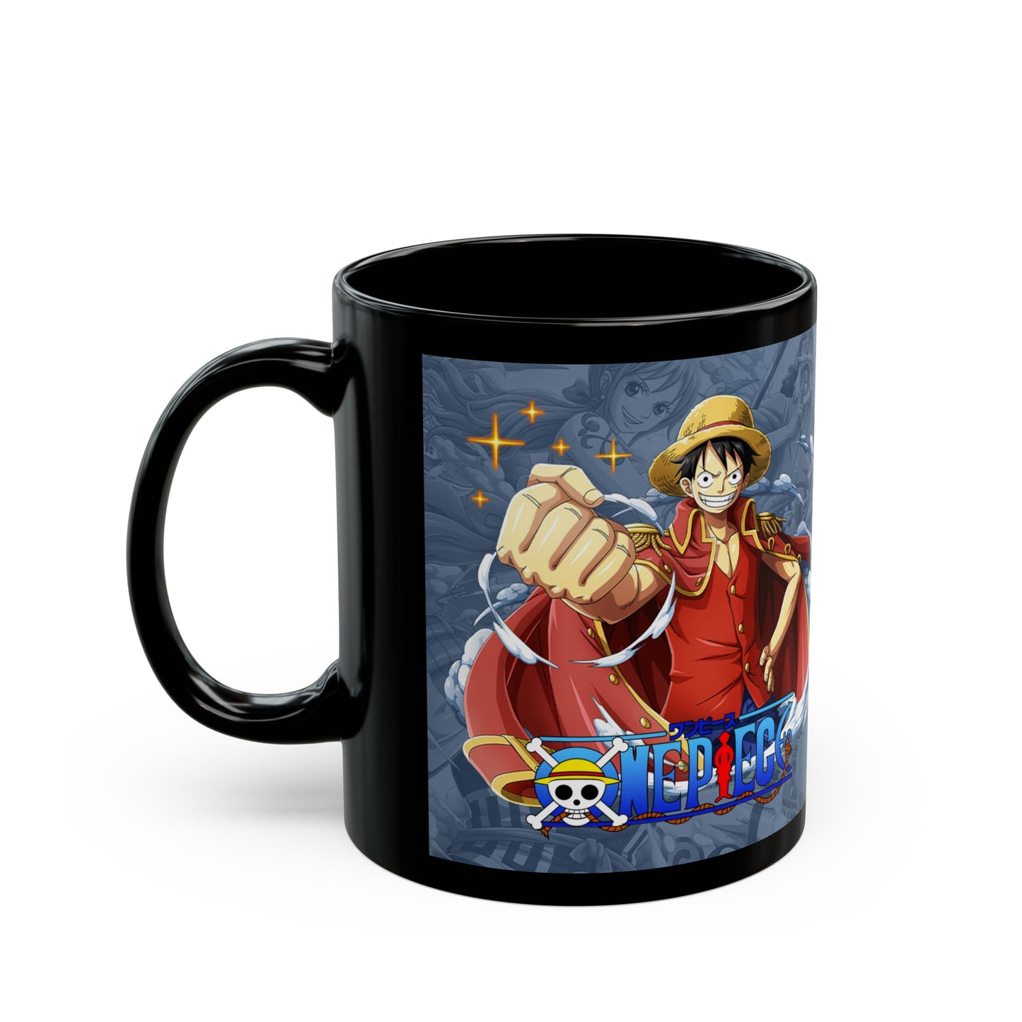 One Piece Luffy Logo Mug | Black Ceramic Coffee Mug