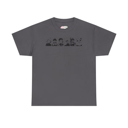 Retro Cartoon Faces Tee | Black Lineup Graphic T-Shirt