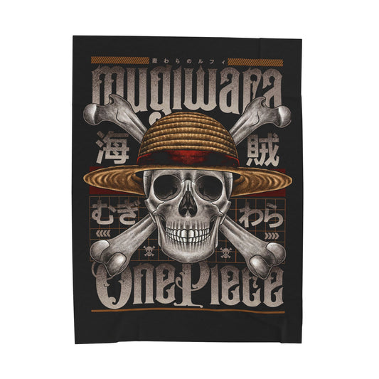 Velveteen Plush Blanket — One Piece Straw Hat Skull Pirate Throw