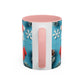 Blue Santa Claus Mug | Snowflakes Holiday Coffee Mug