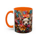 Chihuahua Floral Wreath Accent Coffee Mug Colorful Pet Lover Gift (11/15oz)