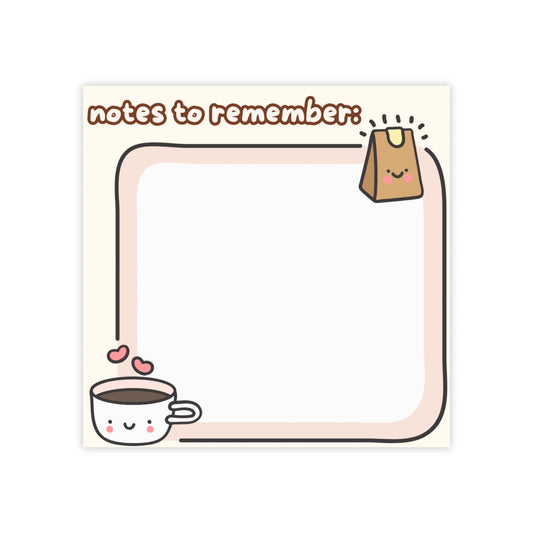 Notes to Remember Sticky Note Pad | Kawaii Tea & Bag Sticky Notes