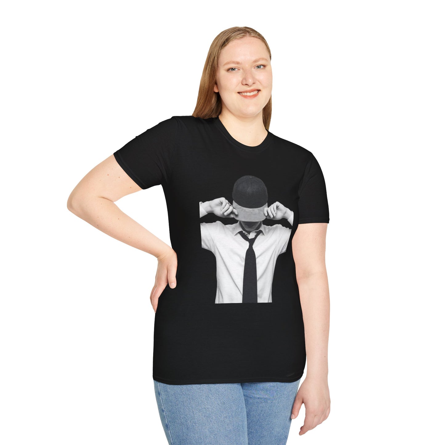 Man in Tie and Cap T-Shirt | Monochrome Portrait Tee