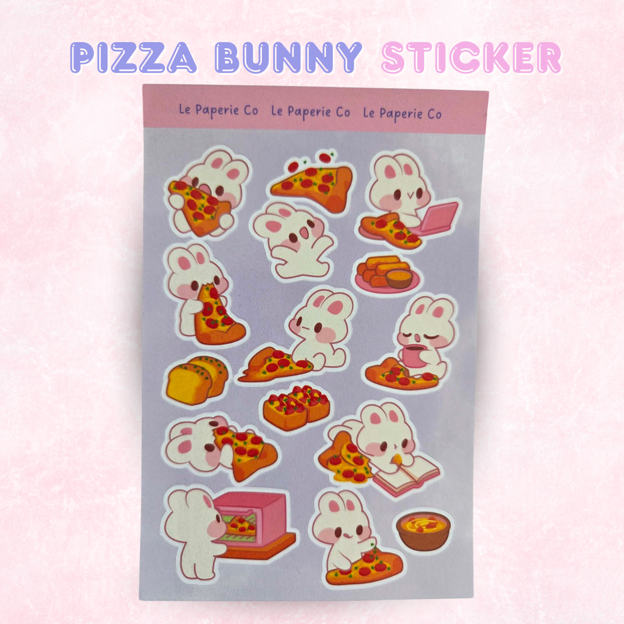 Pizza Bunny Sticker Sheet | Chibi Planner Laptop Decal
