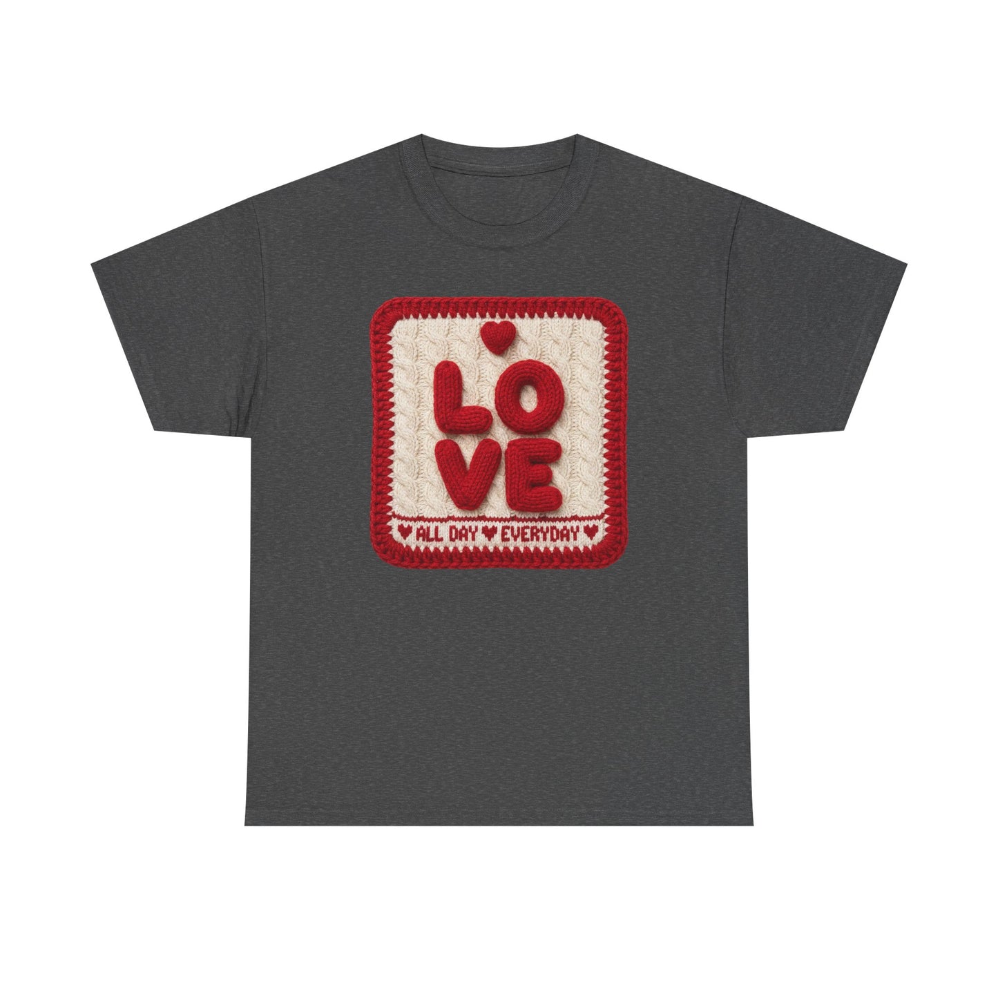 Love Patch T-Shirt — 'Love All Day Everyday' Retro Heart Graphic Tee