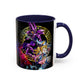 Yu-Gi-Oh! Dark Magician & Dark Magician Girl Accent Coffee Mug | Anime Duelist Galaxy Design (11/15oz)