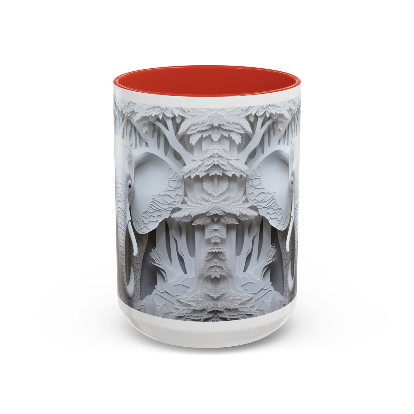 Elephant Relief Accent Coffee Mug  Grey Carved Jungle Design (11/15oz)