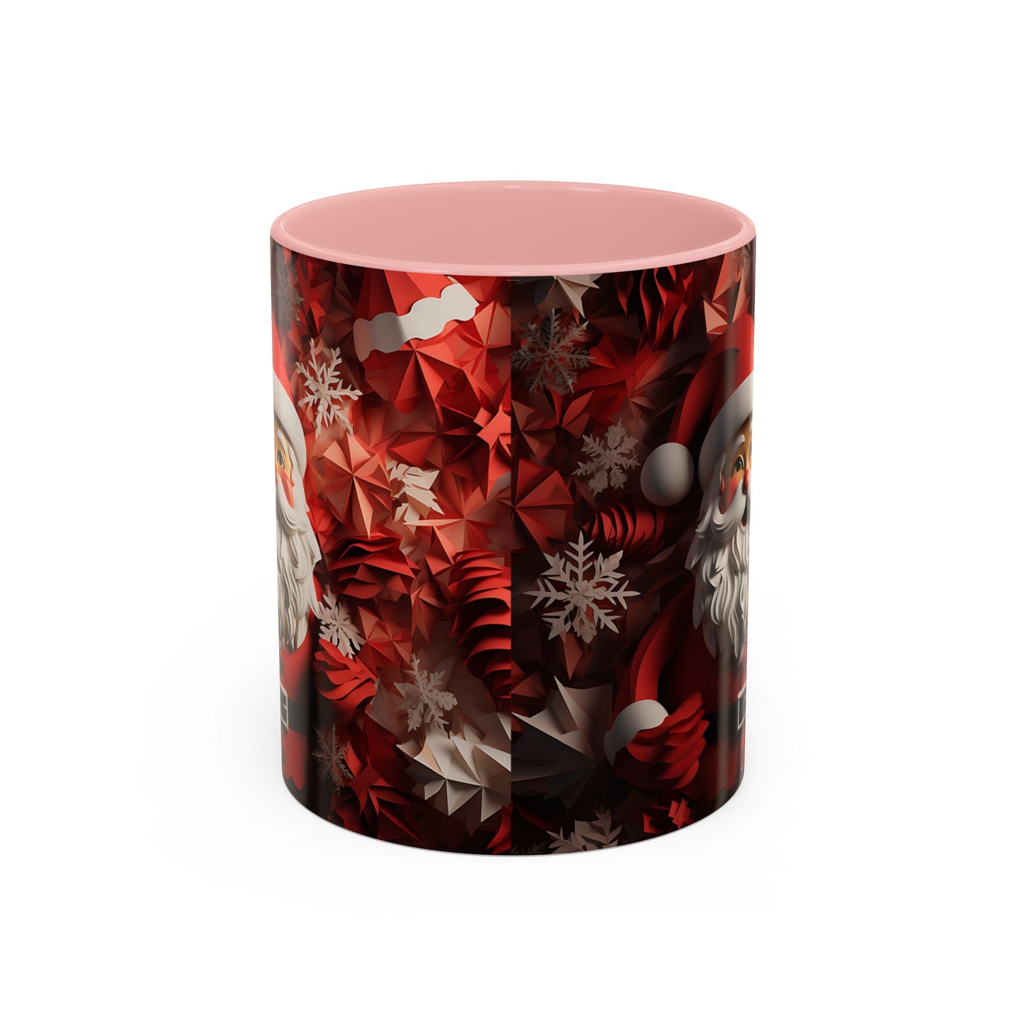 Santa Claus Mug | Christmas Santa Coffee Mug, Red Snowflake Holiday Ceramic