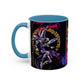 Yu-Gi-Oh! Dark Magician & Dark Magician Girl Accent Coffee Mug | Anime Duelist Galaxy Design (11/15oz)