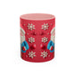 Clay Santa Pattern Mug | Christmas Snowflake Accent Coffee Mug
