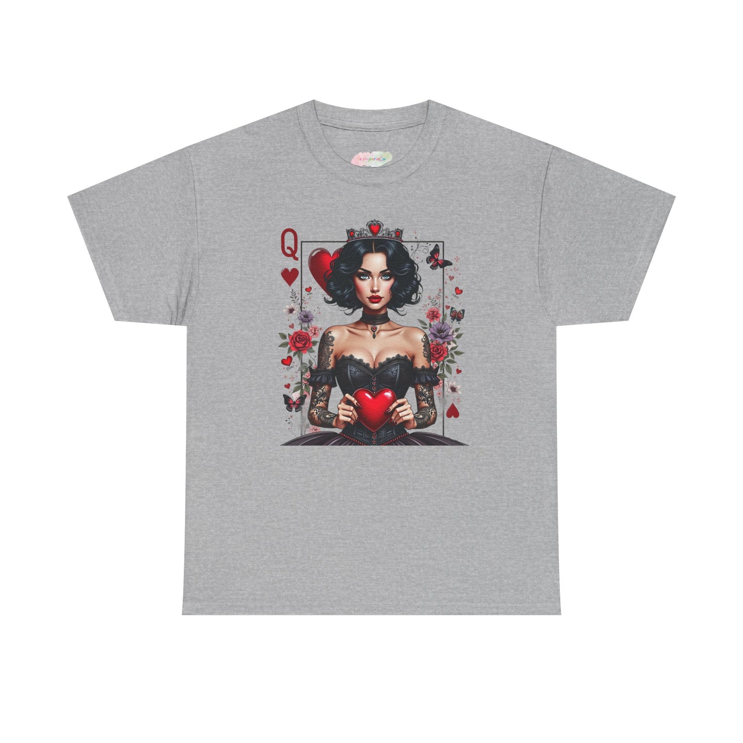 Queen of Hearts Playing Card tee | Retro Pinup Card Art, Heart Motif