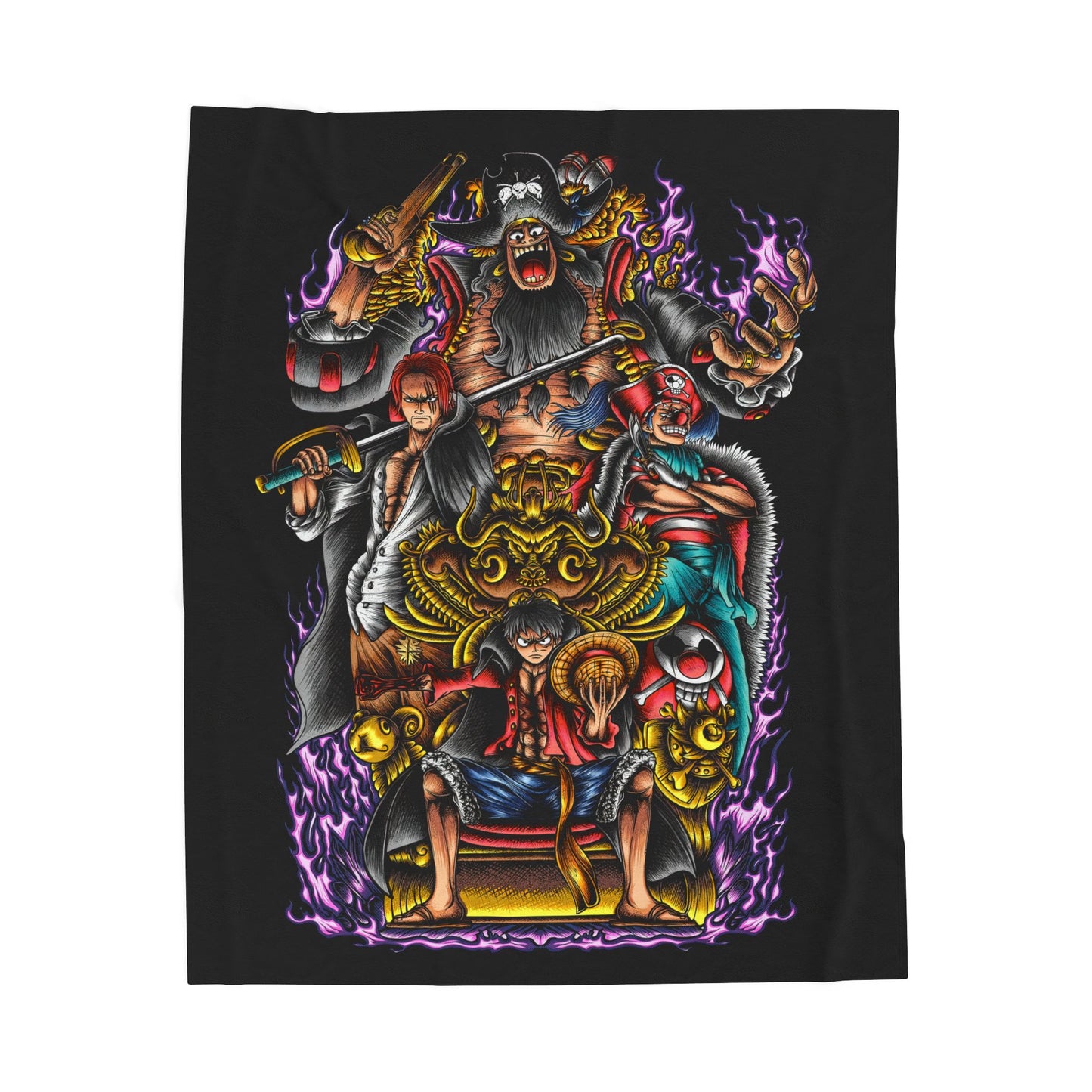One Piece Straw Hat Crew Blanket | Anime Pirate Crew Velveteen Throw