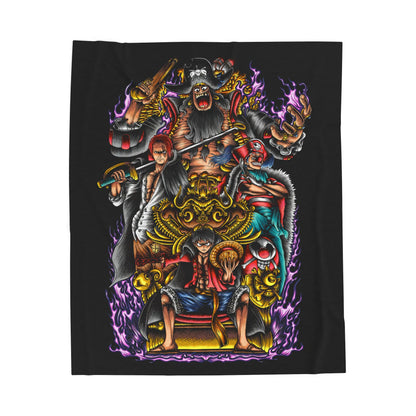 One Piece Straw Hat Crew Blanket | Anime Pirate Crew Velveteen Throw