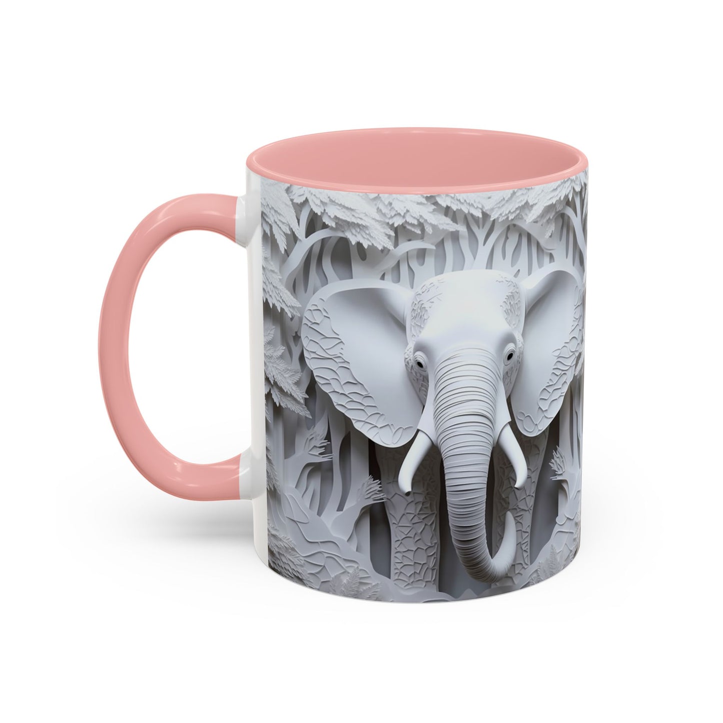 Elephant Relief Accent Coffee Mug  Grey Carved Jungle Design (11/15oz)