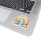 Boho Rainbow Kiss-Cut Sticker — Retro Earth Tones Rainbow with Clouds