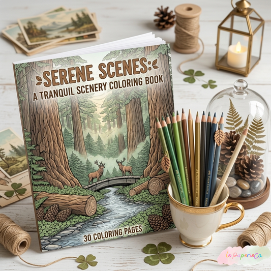 Serene Scenes - Tranquil Coloring Book | 30 Coloring Pages for all Ages