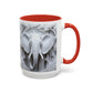 Elephant Relief Accent Coffee Mug — Grey Carved Jungle Design (11/15oz)