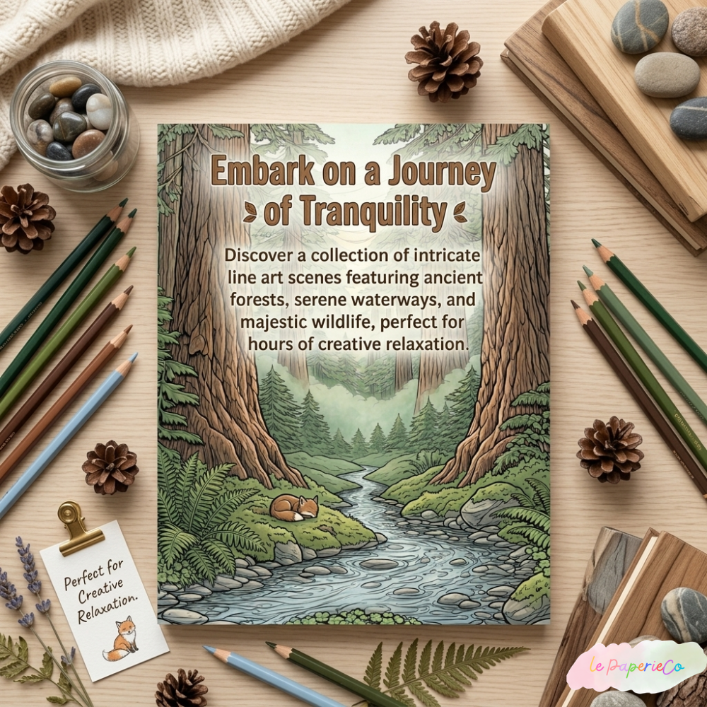 Serene Scenes - Tranquil Coloring Book | 30 Coloring Pages for all Ages