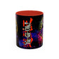 Yu-Gi-Oh! Dark Magician & Dark Magician Girl Accent Coffee Mug | Anime Duelist Galaxy Design (11/15oz)
