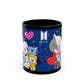 BT21 Characters Mug | Black Ceramic Coffee Cup, Kawaii BTS Cartoon Design