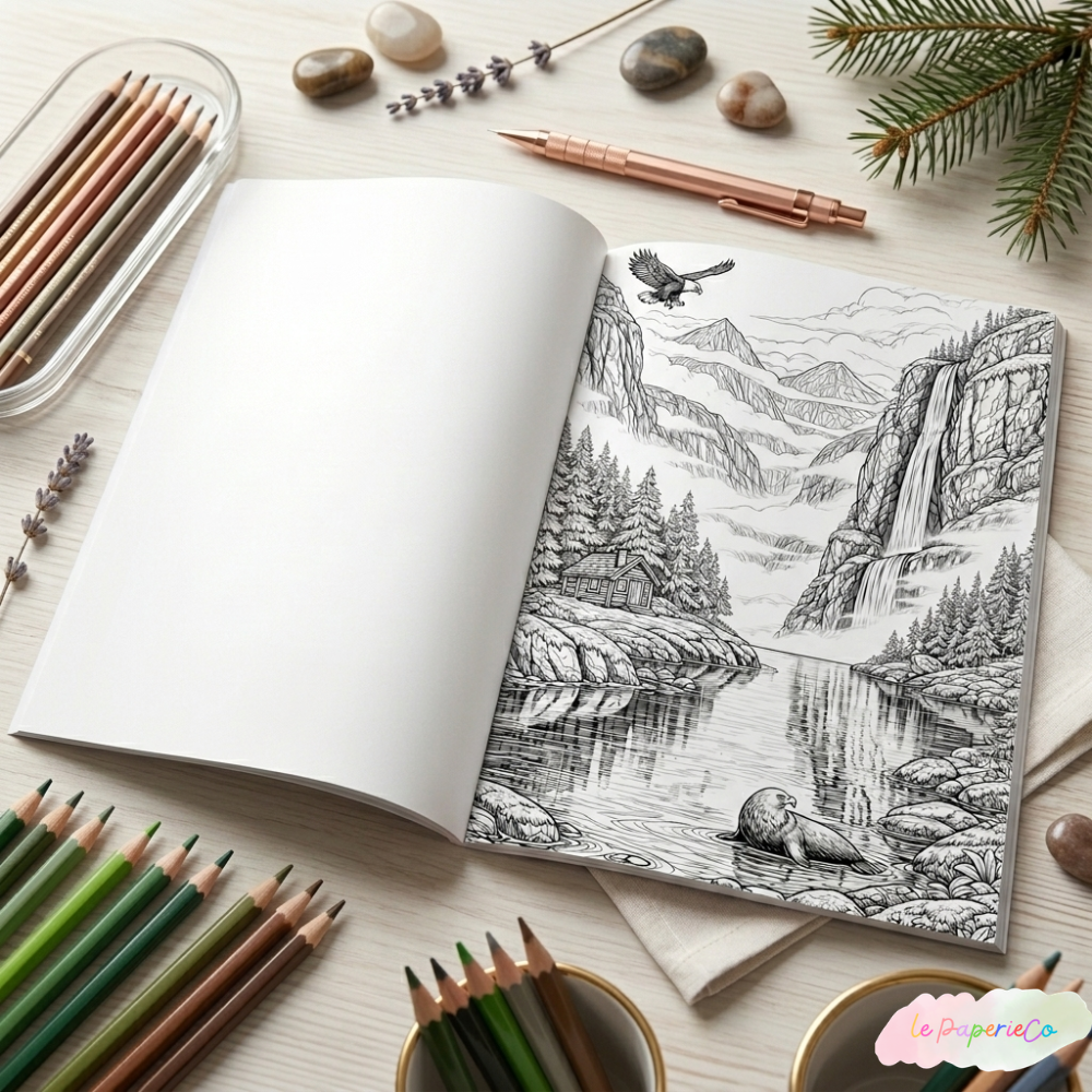 Serene Scenes - Tranquil Coloring Book | 30 Coloring Pages for all Ages