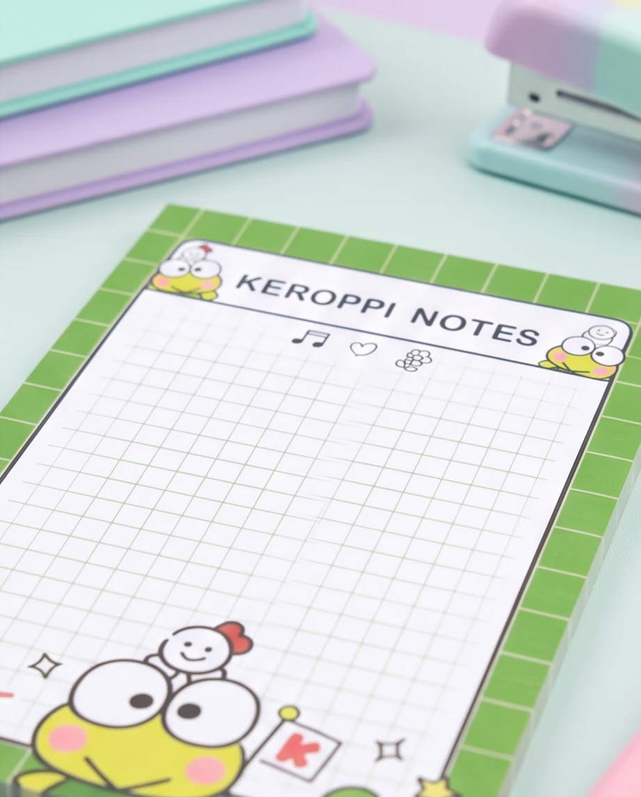 Keroppi-Inspired Notepad | Cute Desk Essential for School, Work &amp; Journaling