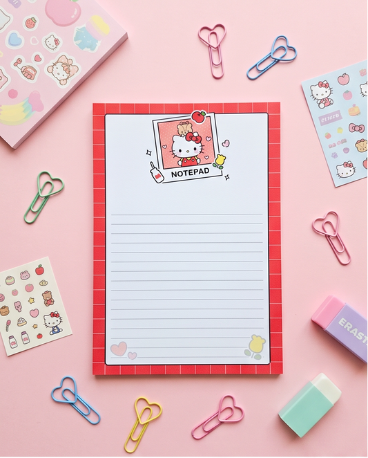 Hello Kitty-Inspired Notepad | Cute Kawaii Desk Essential for School, Work &amp; Everyday Notes