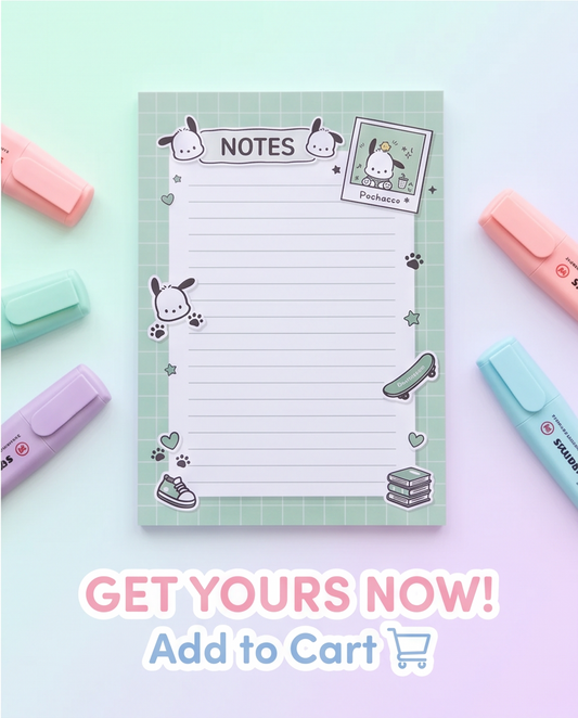 Pochacco-Inspired Notepad | Cute Kawaii Desk Essential for School, Work & Everyday Planning