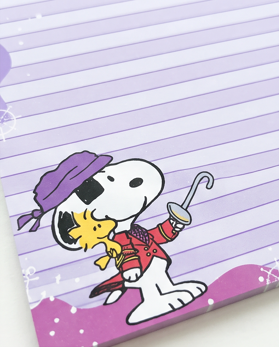 Pirate Snoopy Purple Lined Notepad | Cute Peanuts Writing Pad for School, Office & Journaling