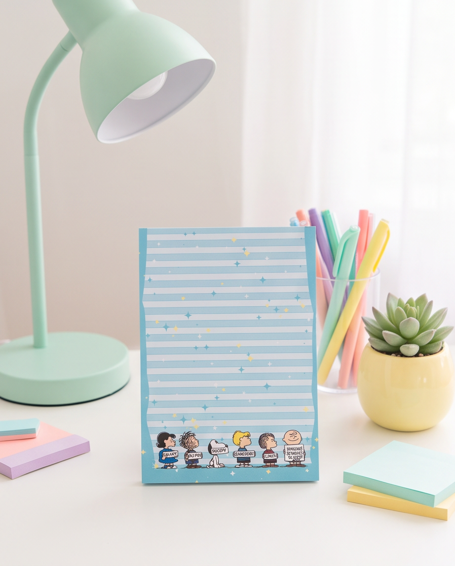 Snoopy & Friends Blue Lined Notepad | Cute Peanuts Writing Pad for School, Office & Journaling