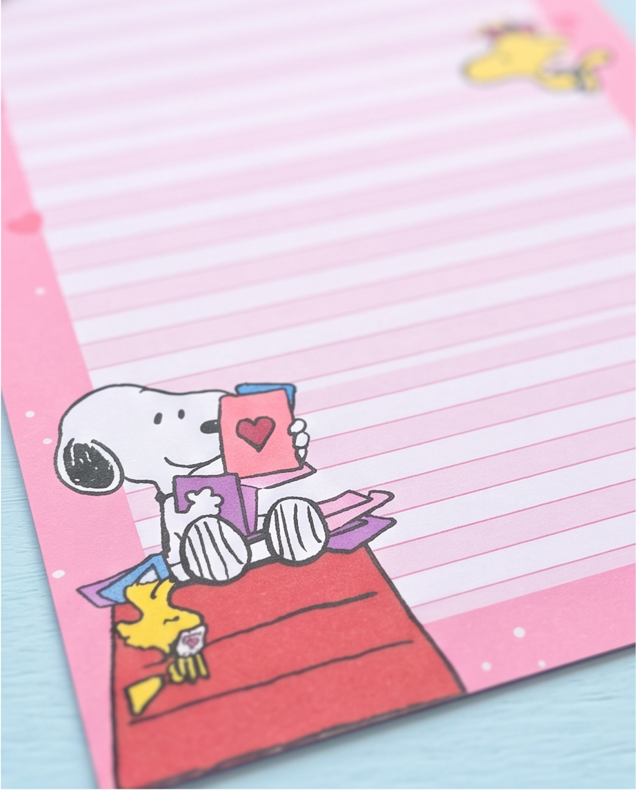 Pink Snoopy Lined Notepad | Cute Peanuts Writing Pad for School, Office & Journaling