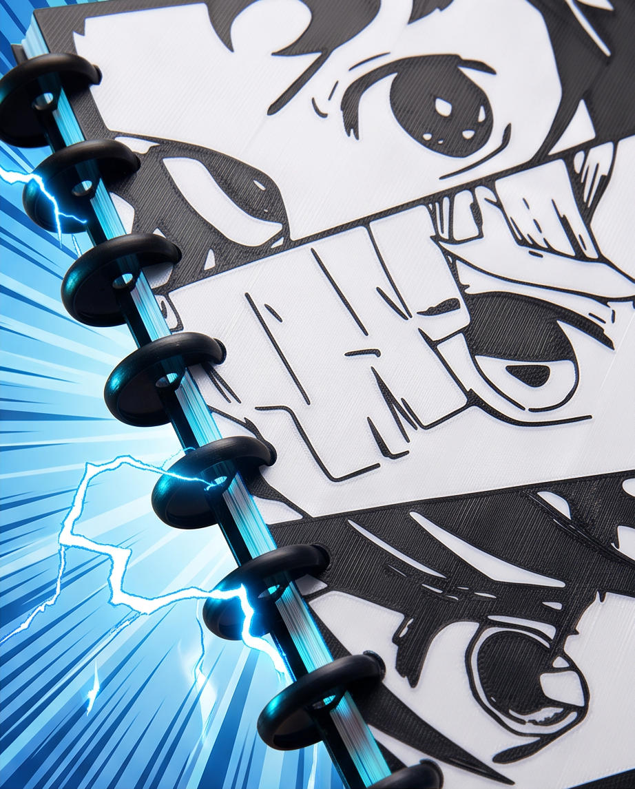 Anime-Inspired 3D Printed Notebook Cover with Lined Paper | Unique Journal & Gift for Anime Fans