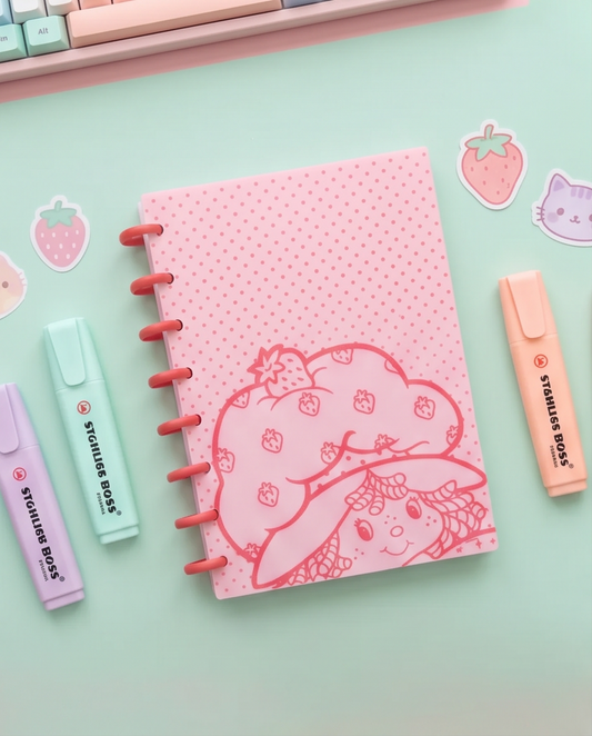 Strawberry Shortcake Inspired 3D Printed Notebook Cover with Lined Paper | Cute Strawberry Journal