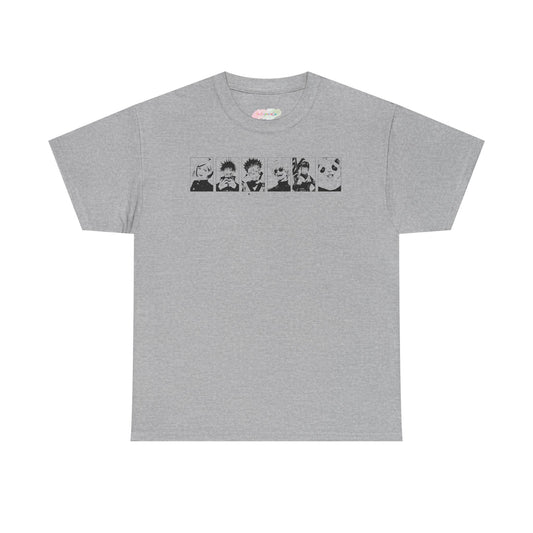 Retro Cartoon Faces Tee | Black Lineup Graphic T-Shirt