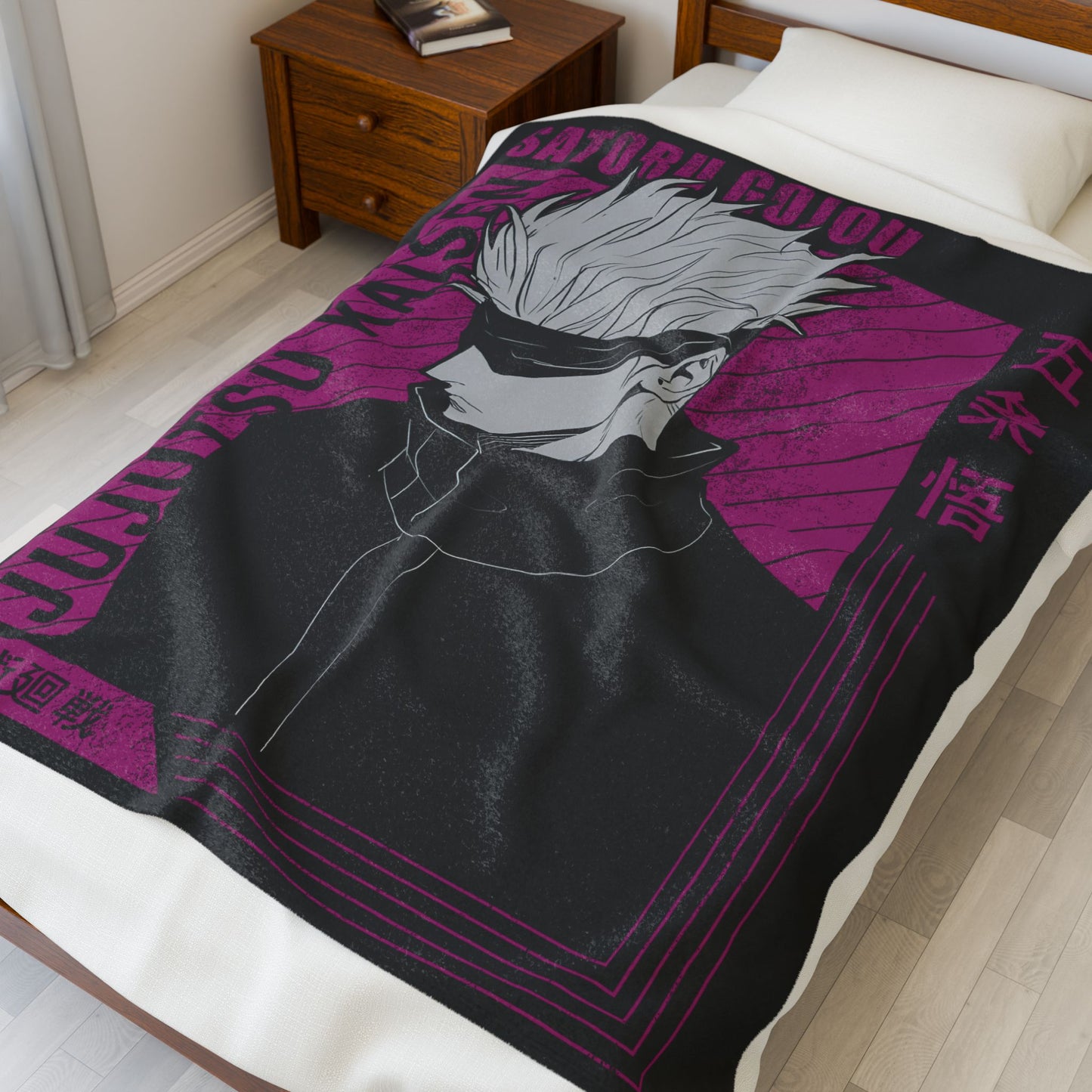 Satoru Gojo Graphic Velveteen Blanket | Anime Character Throw