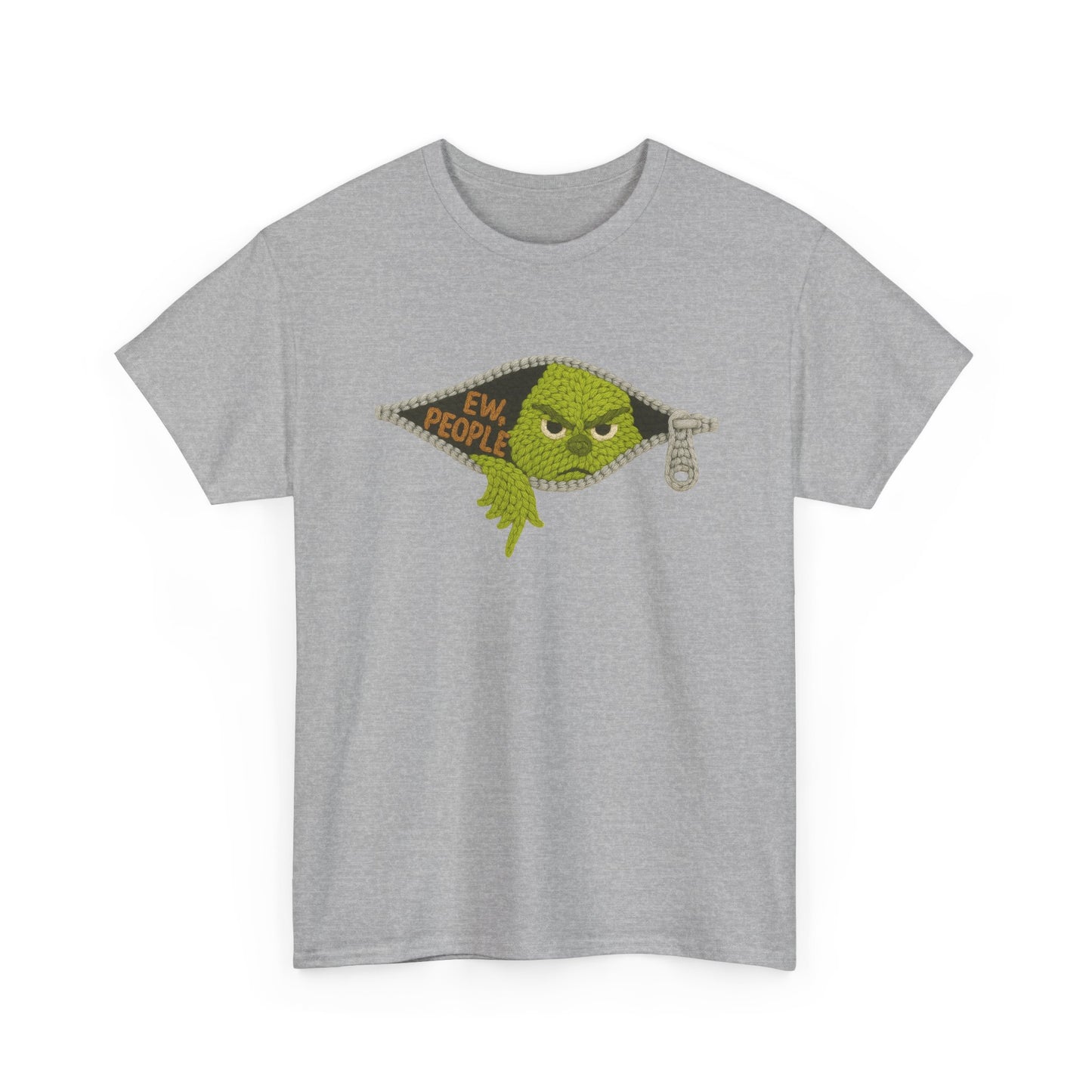 Grumpy Green Monster Peeking Tee | "Ew People" graphic