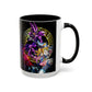 Yu-Gi-Oh! Dark Magician & Dark Magician Girl Accent Coffee Mug | Anime Duelist Galaxy Design (11/15oz)