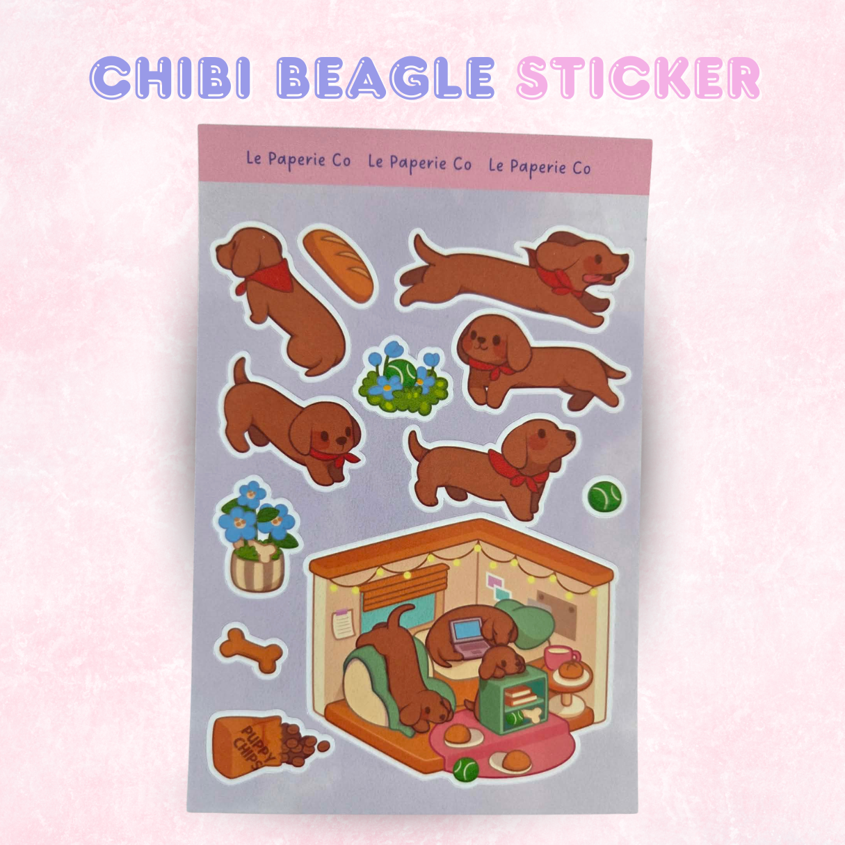Chibi Dachshund Sticker Sheet | Planner Laptop Decal, Waterproof Vinyl Dog Art