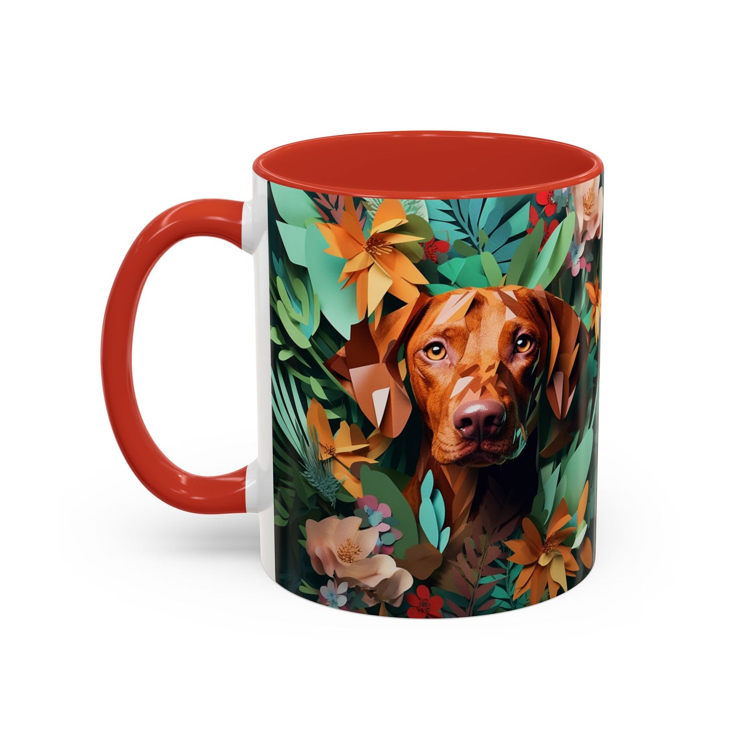Vizsla Floral Accent Coffee Mug — Dog Portrait Botanical 11/15oz