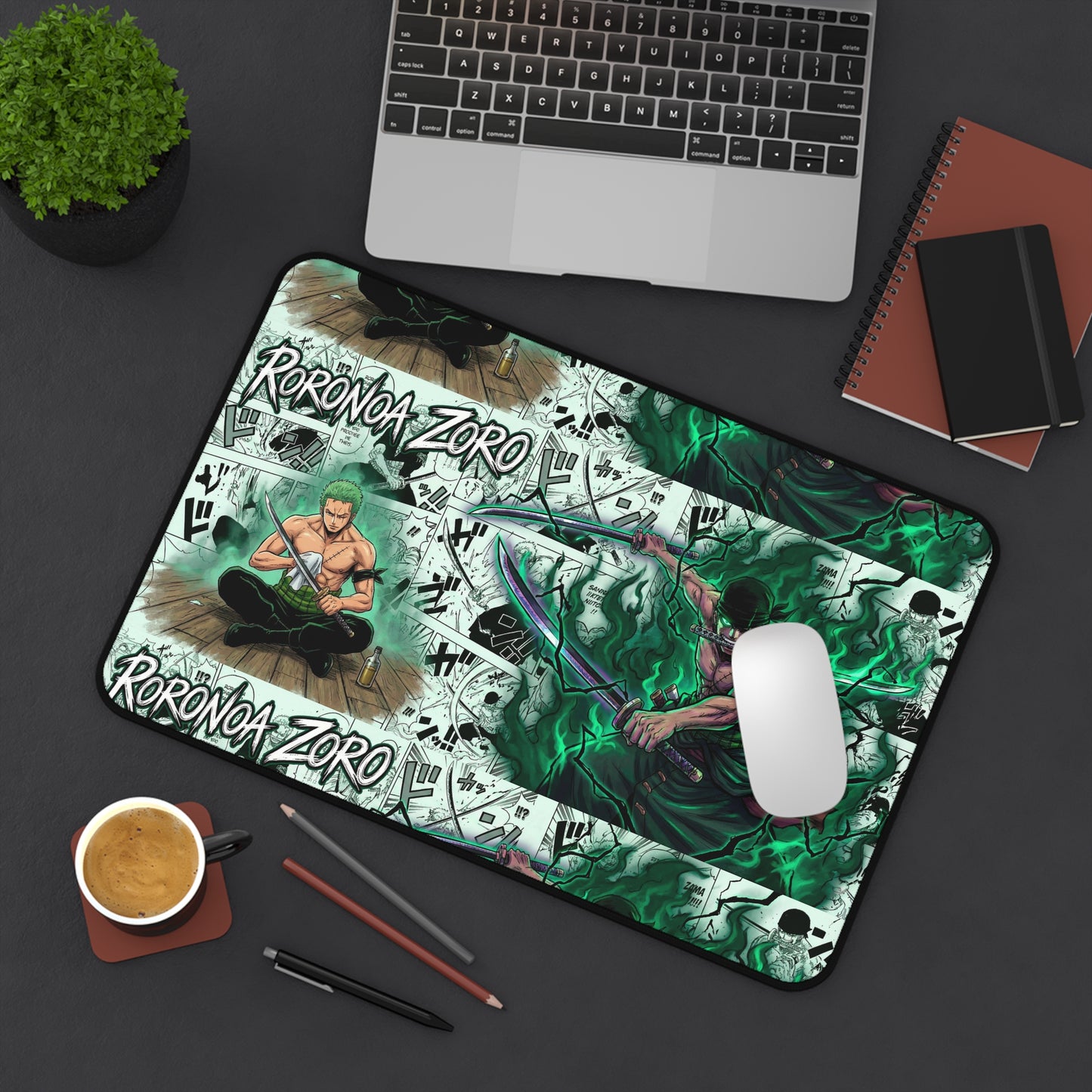 Roronoa Zoro Green Aura Anime Desk Mat  Large Gaming Mouse Pad
